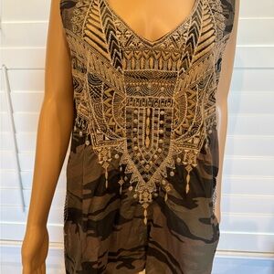 Like New Johnny Was Camouflage Embroidered Top Large